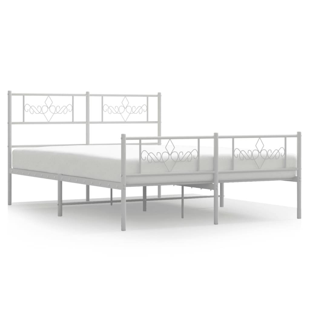 Bedframe met hoofd- en voeteneinde metaal wit 150x200 cm 150 x 200 cm Wit