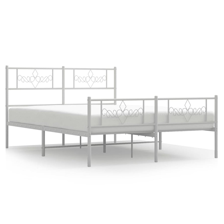 Bedframe met hoofd- en voeteneinde metaal wit 150x200 cm 150 x 200 cm Wit