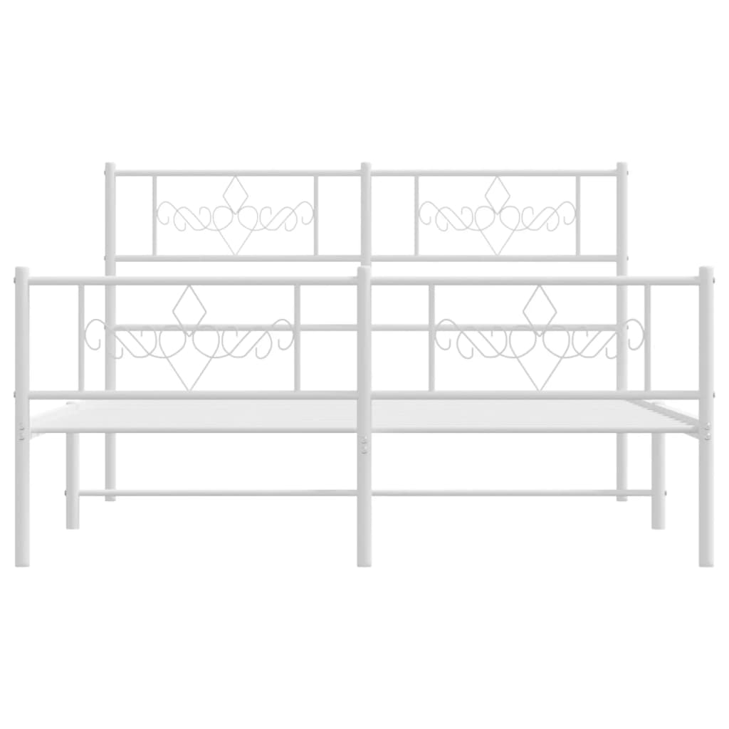 Bedframe met hoofd- en voeteneinde metaal wit 150x200 cm 150 x 200 cm Wit