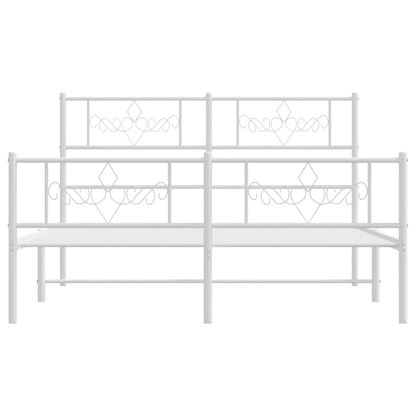 Bedframe met hoofd- en voeteneinde metaal wit 150x200 cm 150 x 200 cm Wit