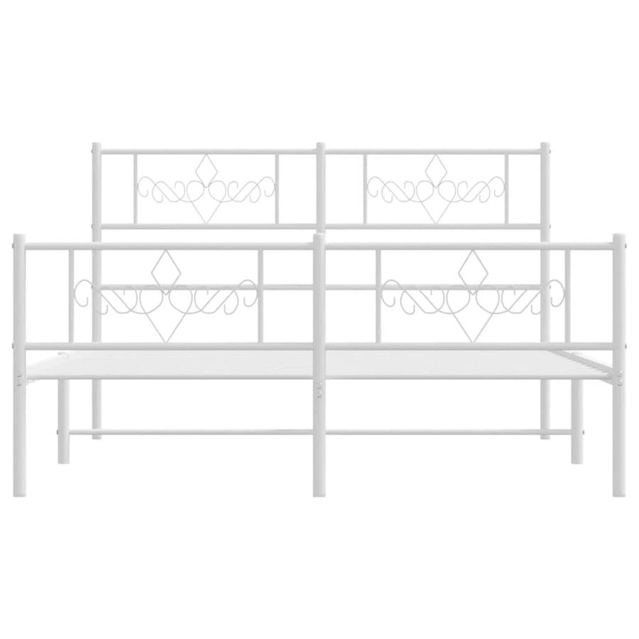 Bedframe met hoofd- en voeteneinde metaal wit 150x200 cm 150 x 200 cm Wit