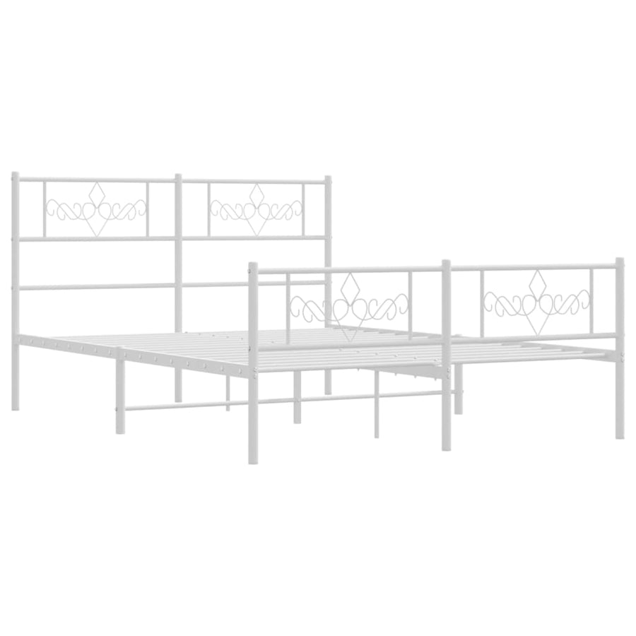 Bedframe met hoofd- en voeteneinde metaal wit 150x200 cm 150 x 200 cm Wit