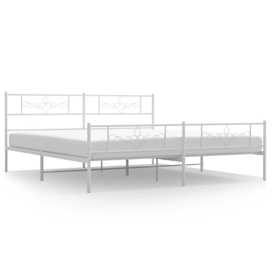 Bedframe met hoofd- en voeteneinde metaal wit 183x213 cm 183 x 213 cm Wit met hoofdbord & voetbord