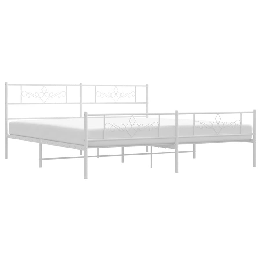 Bedframe met hoofd- en voeteneinde metaal wit 183x213 cm 183 x 213 cm Wit met hoofdbord & voetbord