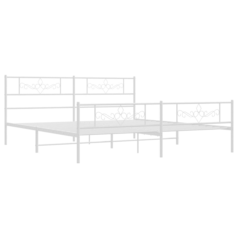 Bedframe met hoofd- en voeteneinde metaal wit 183x213 cm 183 x 213 cm Wit met hoofdbord & voetbord