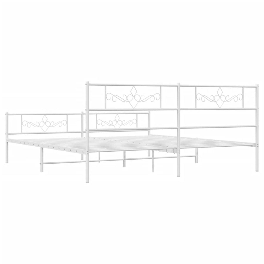 Bedframe met hoofd- en voeteneinde metaal wit 183x213 cm 183 x 213 cm Wit met hoofdbord & voetbord