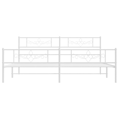 Bedframe met hoofd- en voeteneinde metaal wit 193x203 cm 193 x 203 cm Wit
