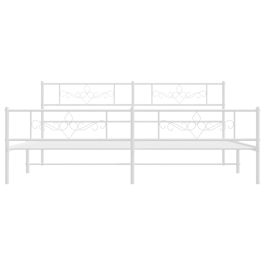 Bedframe met hoofd- en voeteneinde metaal wit 193x203 cm 193 x 203 cm Wit