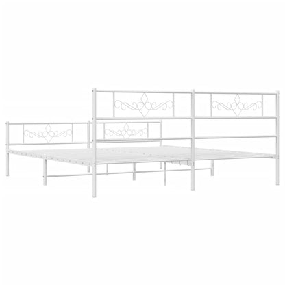 Bedframe met hoofd- en voeteneinde metaal wit 193x203 cm 193 x 203 cm Wit