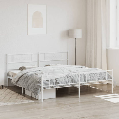 Bedframe met hoofd- en voeteneinde metaal wit 193x203 cm 193 x 203 cm Wit