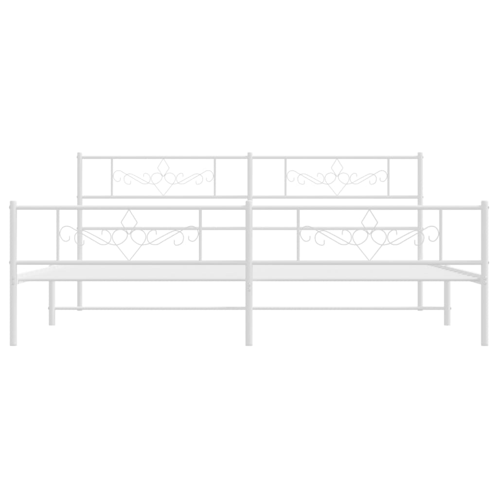 Bedframe met hoofd- en voeteneinde metaal wit 200x200 cm 200 x 200 cm Wit