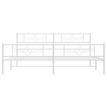 Bedframe met hoofd- en voeteneinde metaal wit 200x200 cm 200 x 200 cm Wit