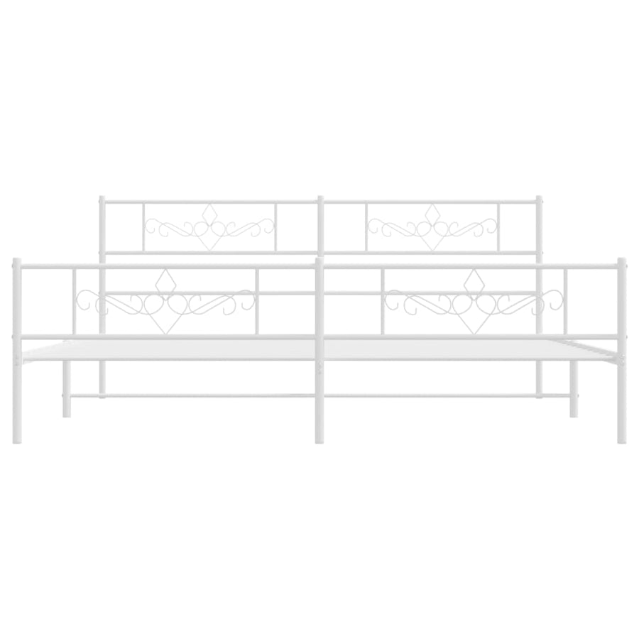 Bedframe met hoofd- en voeteneinde metaal wit 200x200 cm 200 x 200 cm Wit