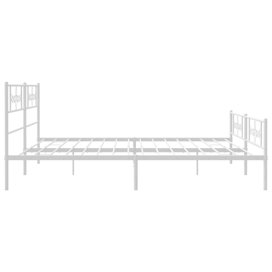 Bedframe met hoofd- en voeteneinde metaal wit 200x200 cm 200 x 200 cm Wit
