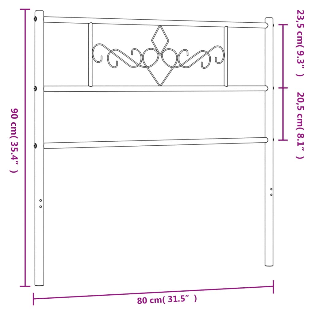 Hoofdbord 75 Cm Metaal Wit