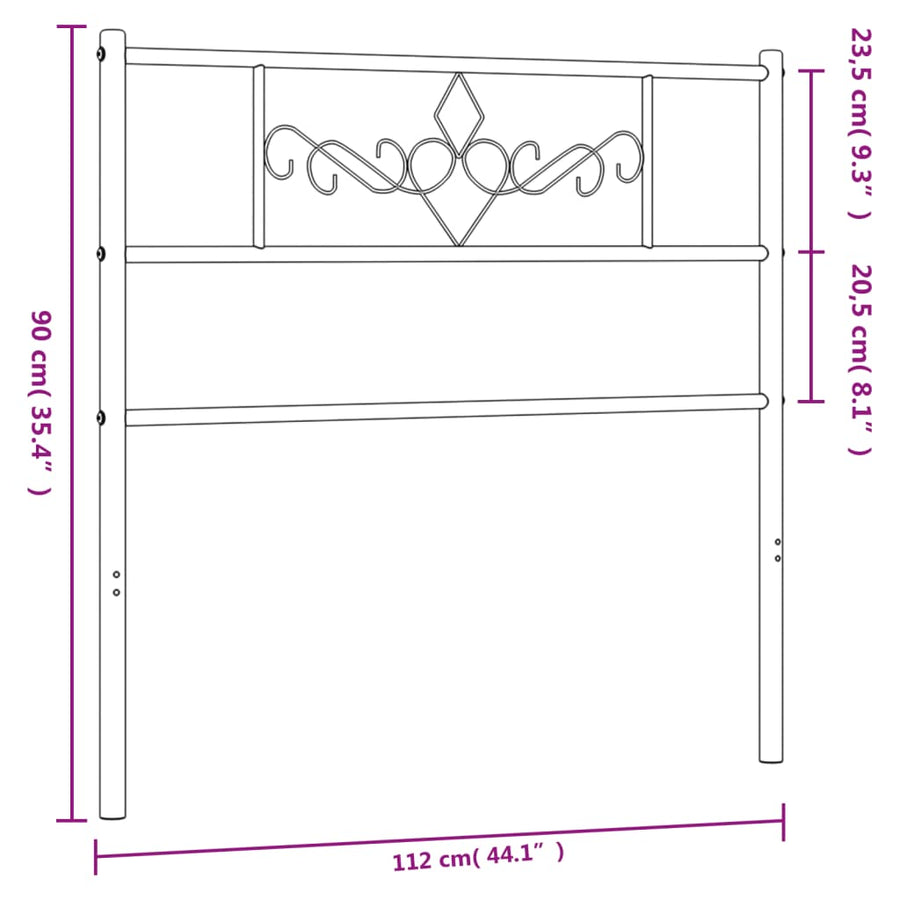 Hoofdbord 107 Cm Metaal Wit
