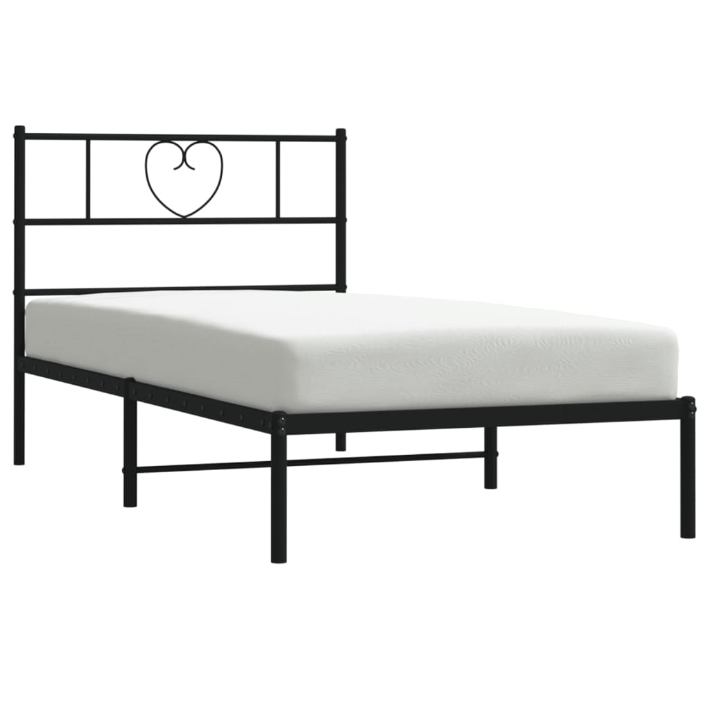 Bedframe Metaal 80 x 200 cm Zwart met hoofdbord