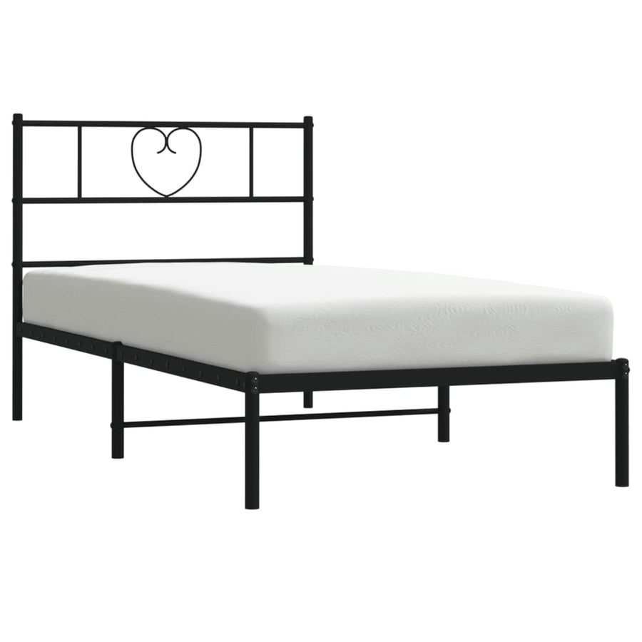 Bedframe Metaal 80 x 200 cm Zwart met hoofdbord