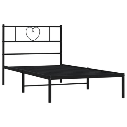 Bedframe Metaal 80 x 200 cm Zwart met hoofdbord