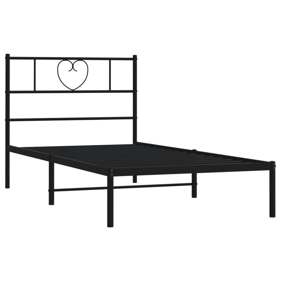 Bedframe Metaal 80 x 200 cm Zwart met hoofdbord