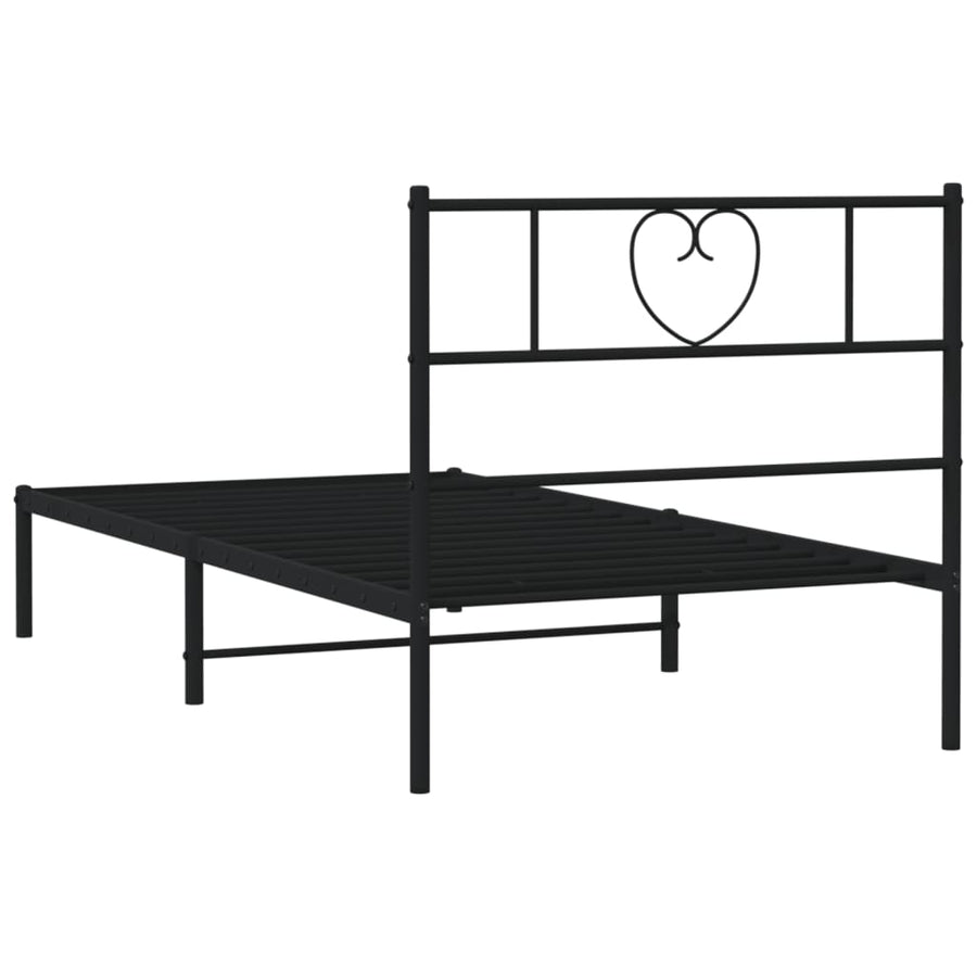 Bedframe Metaal 80 x 200 cm Zwart met hoofdbord