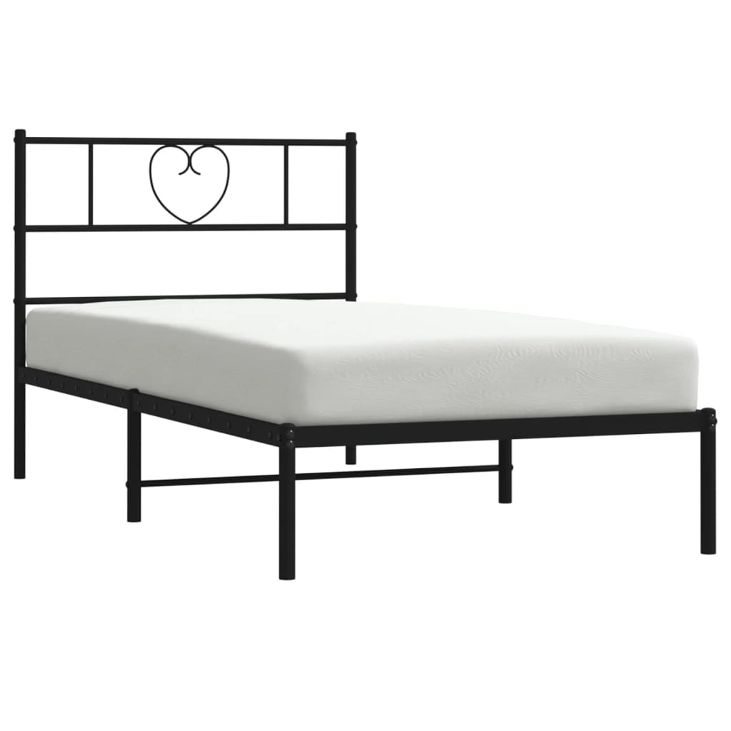 Bedframe Metaal 90 x 190 cm Zwart met hoofdbord
