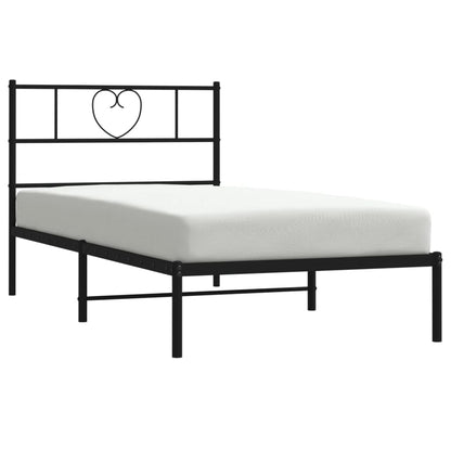 Bedframe Metaal 90 x 190 cm Zwart met hoofdbord