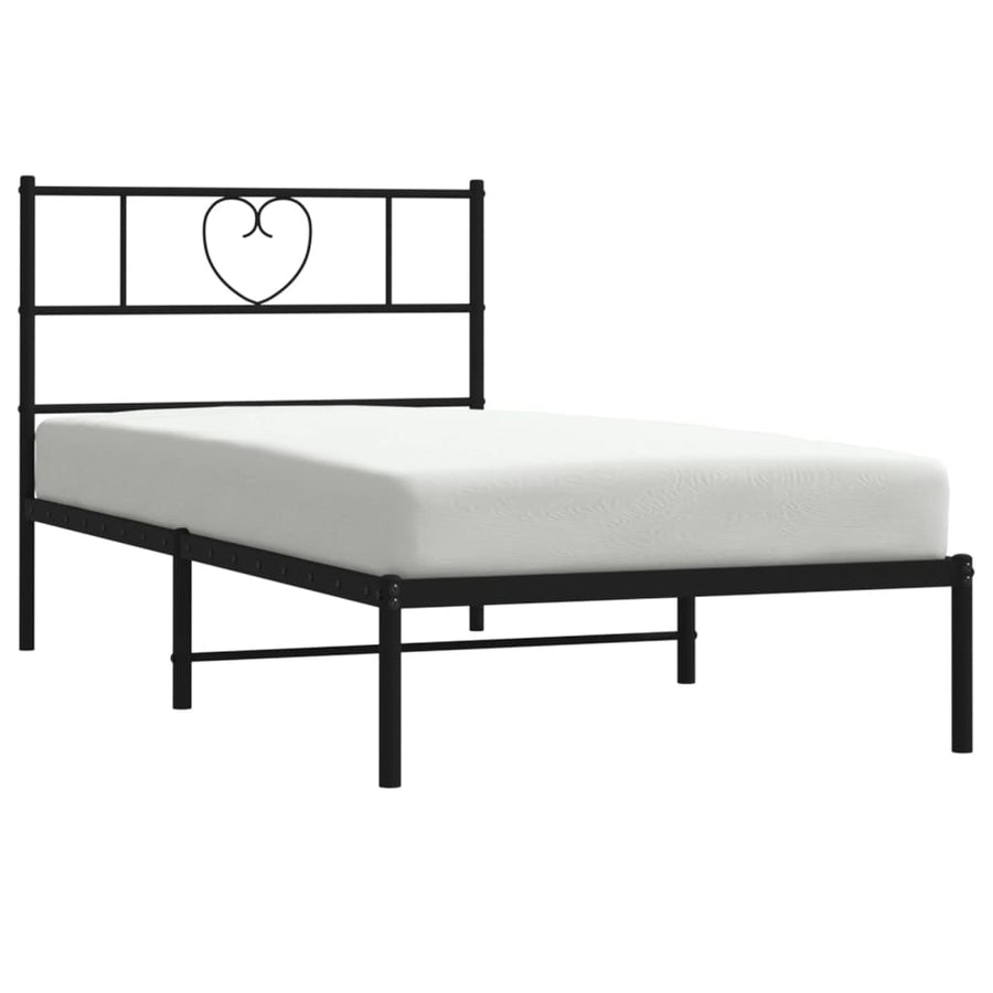 Bedframe Metaal 90 x 190 cm Zwart met hoofdbord