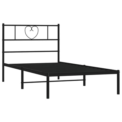 Bedframe Metaal 90 x 190 cm Zwart met hoofdbord