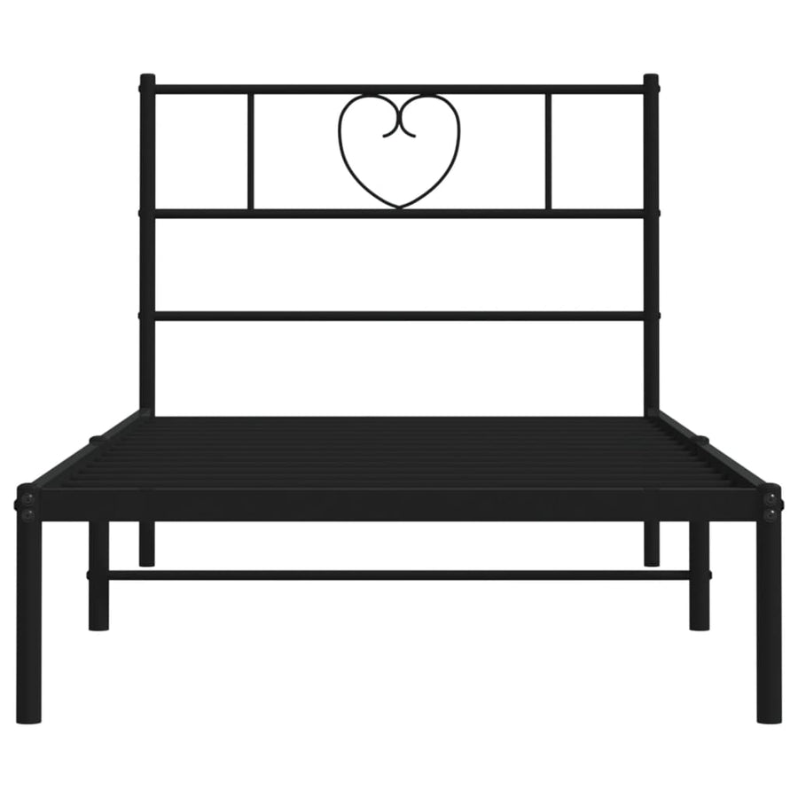 Bedframe Metaal 90 x 190 cm Zwart met hoofdbord