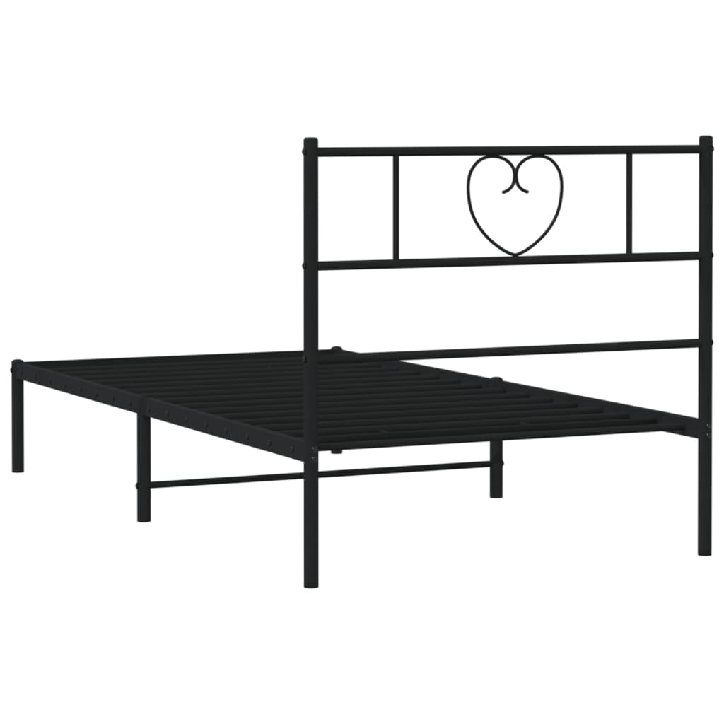 Bedframe Metaal 90 x 190 cm Zwart met hoofdbord