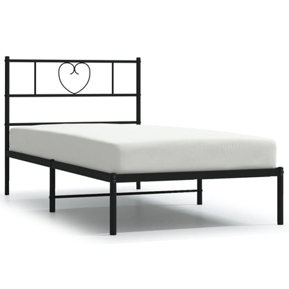 Bedframe Metaal 100 x 190 cm Zwart met hoofdbord