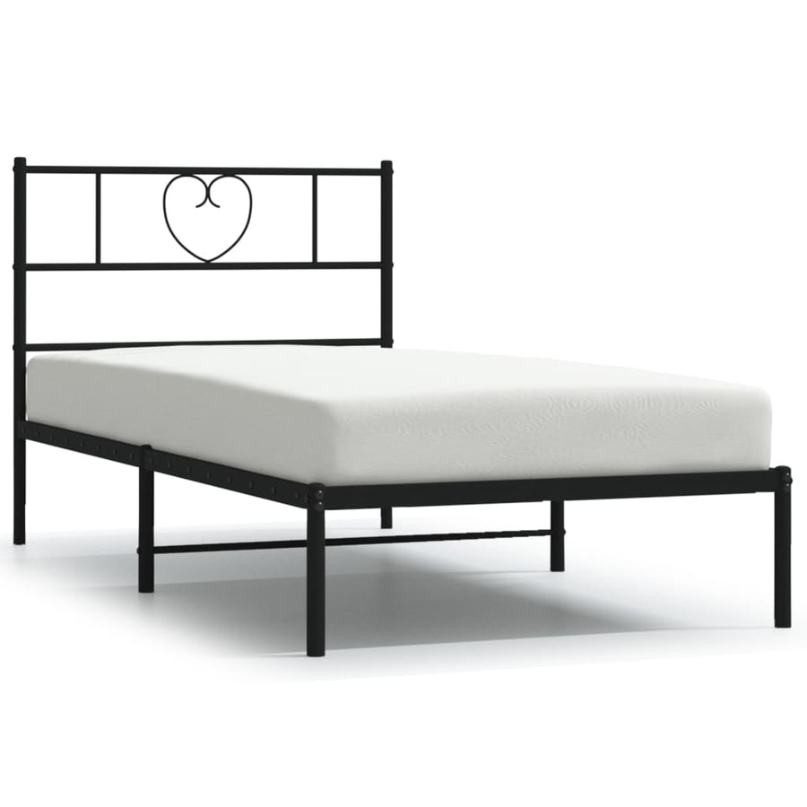 Bedframe Metaal 100 x 190 cm Zwart met hoofdbord