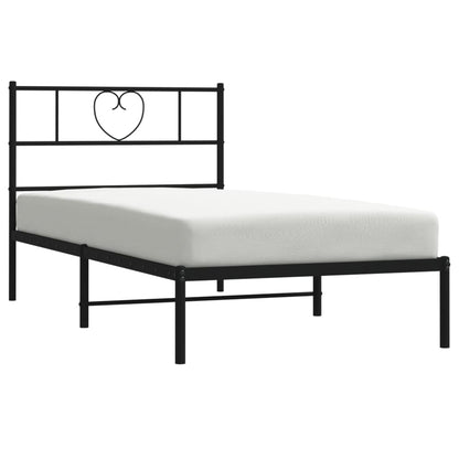 Bedframe Metaal 100 x 190 cm Zwart met hoofdbord