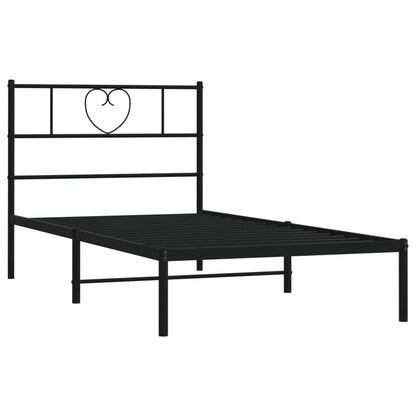 Bedframe Metaal 100 x 190 cm Zwart met hoofdbord