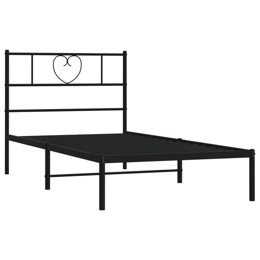 Bedframe Metaal 100 x 190 cm Zwart met hoofdbord