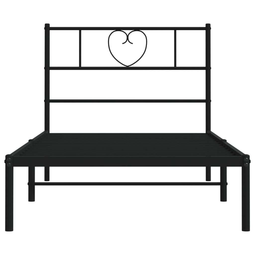 Bedframe Metaal 100 x 190 cm Zwart met hoofdbord