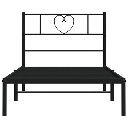 Bedframe Metaal 100 x 190 cm Zwart met hoofdbord
