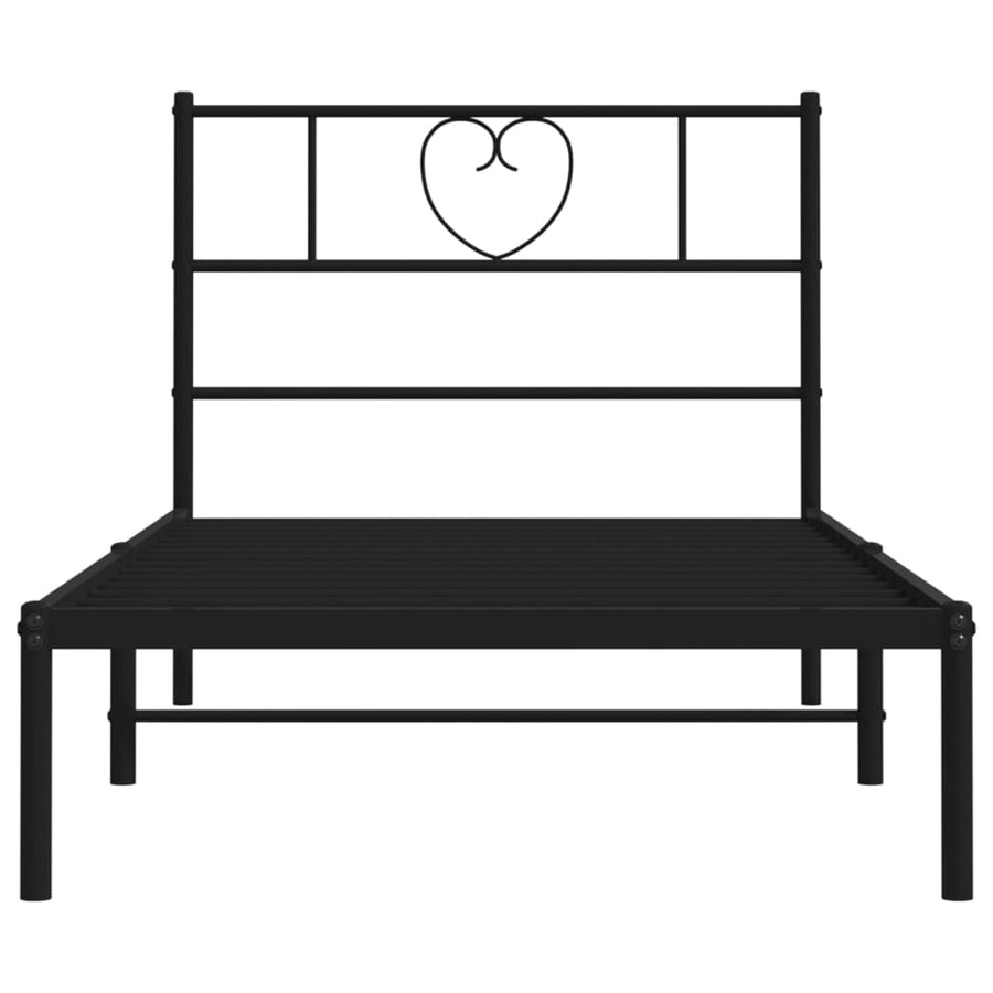 Bedframe Metaal 100 x 190 cm Zwart met hoofdbord