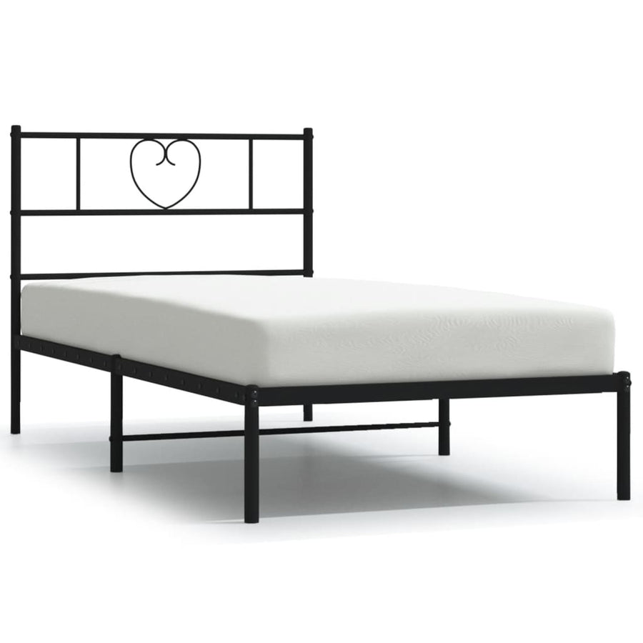 Bedframe Metaal 100 x 200 cm Zwart met hoofdbord