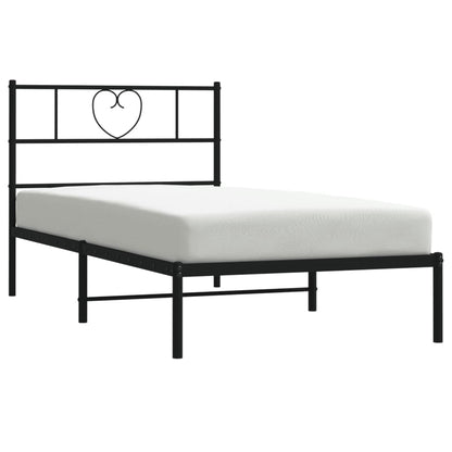 Bedframe Metaal 100 x 200 cm Zwart met hoofdbord