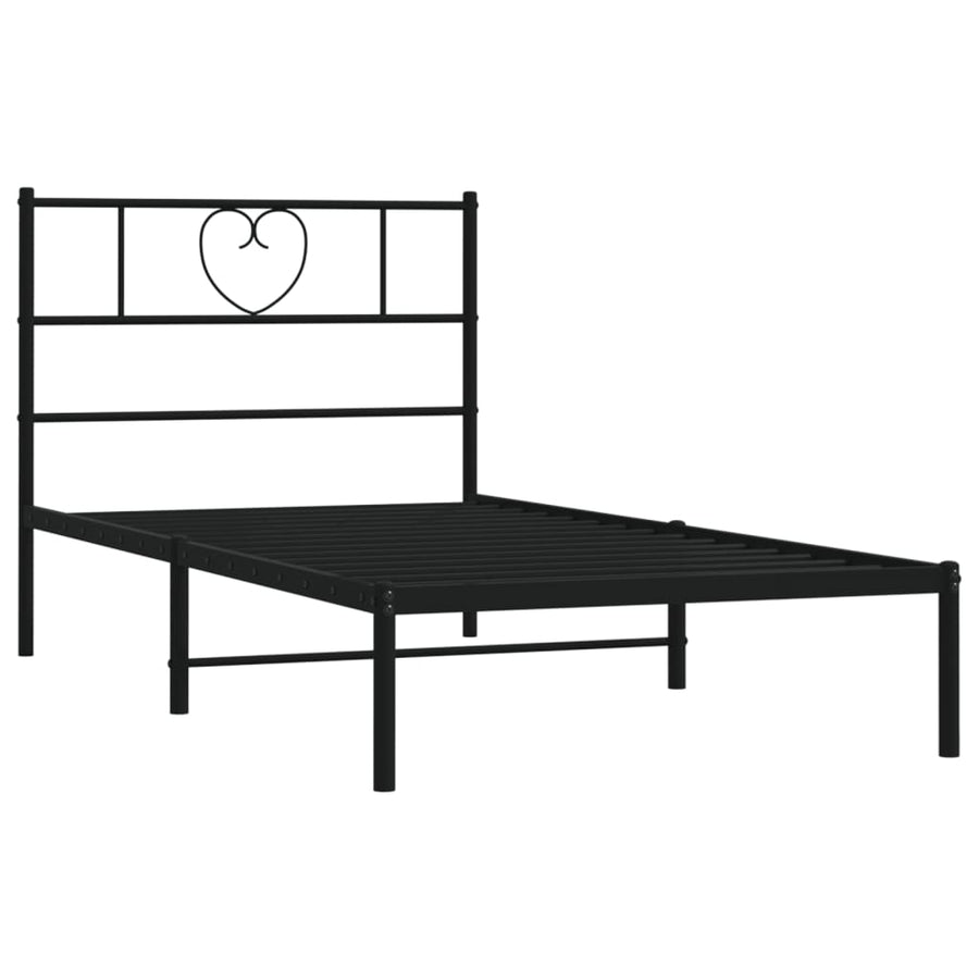 Bedframe Metaal 100 x 200 cm Zwart met hoofdbord