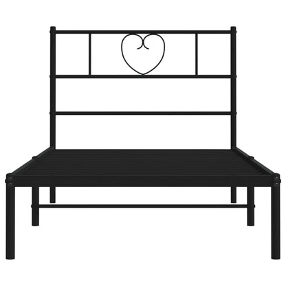 Bedframe Metaal 100 x 200 cm Zwart met hoofdbord
