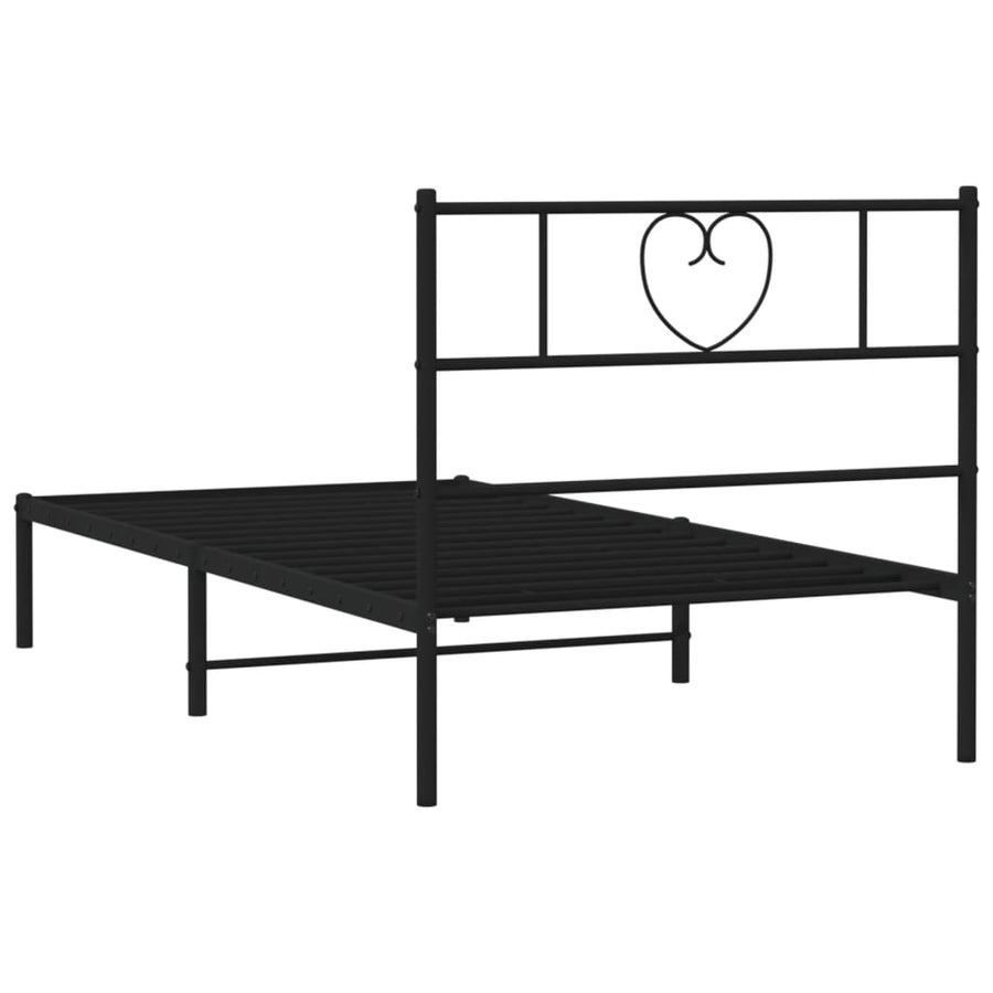 Bedframe Metaal 100 x 200 cm Zwart met hoofdbord