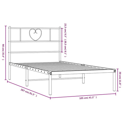 Bedframe Metaal 100 x 200 cm Zwart met hoofdbord