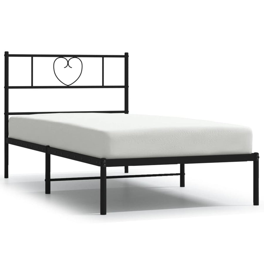 Bedframe Metaal 107 x 203 cm Zwart met hoofdbord