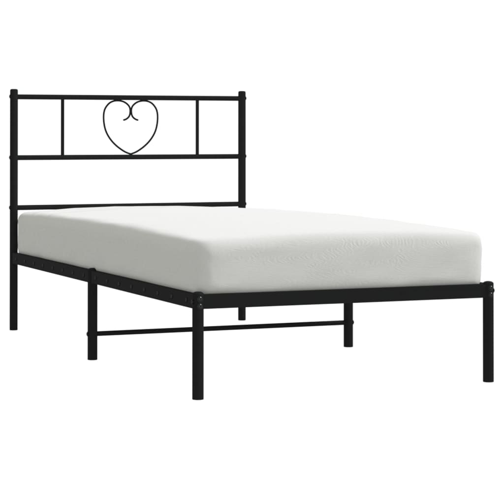 Bedframe Metaal 107 x 203 cm Zwart met hoofdbord