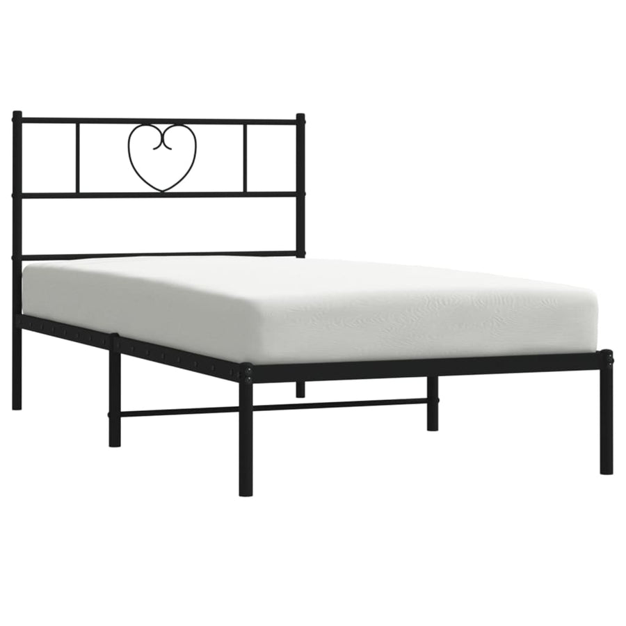 Bedframe Metaal 107 x 203 cm Zwart met hoofdbord