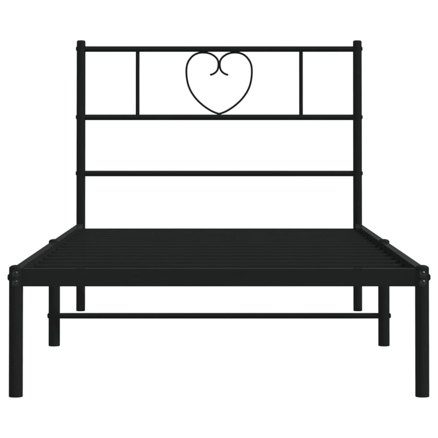 Bedframe Metaal 107 x 203 cm Zwart met hoofdbord