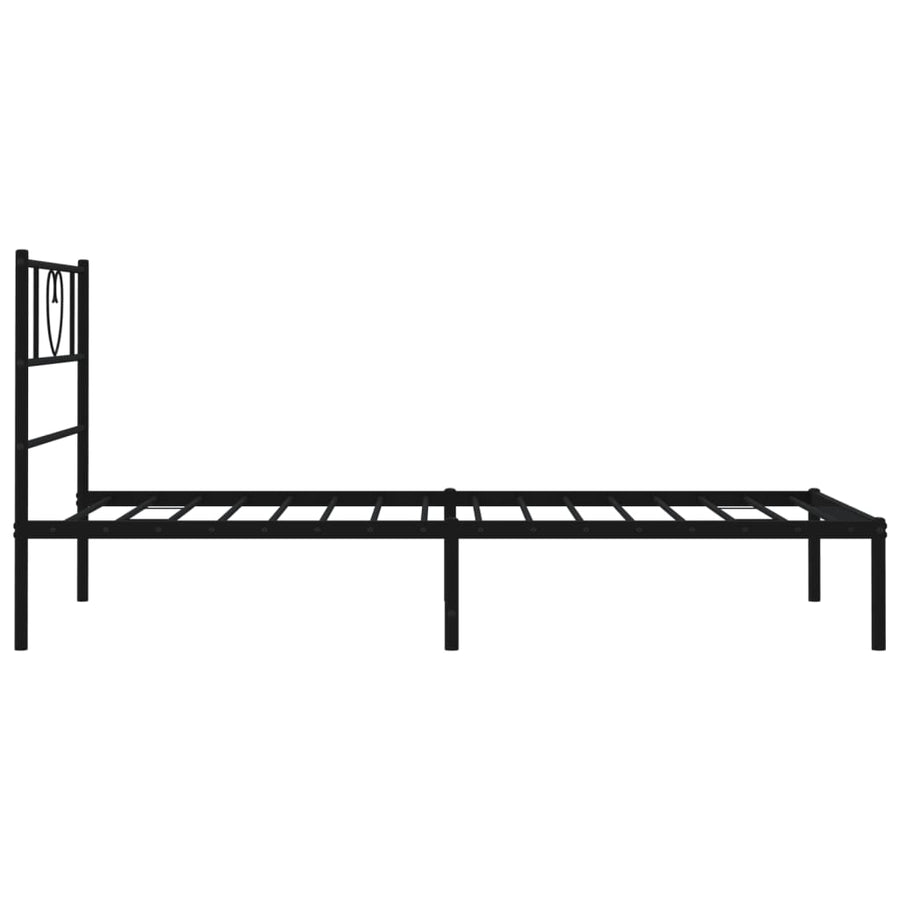 Bedframe Metaal 107 x 203 cm Zwart met hoofdbord